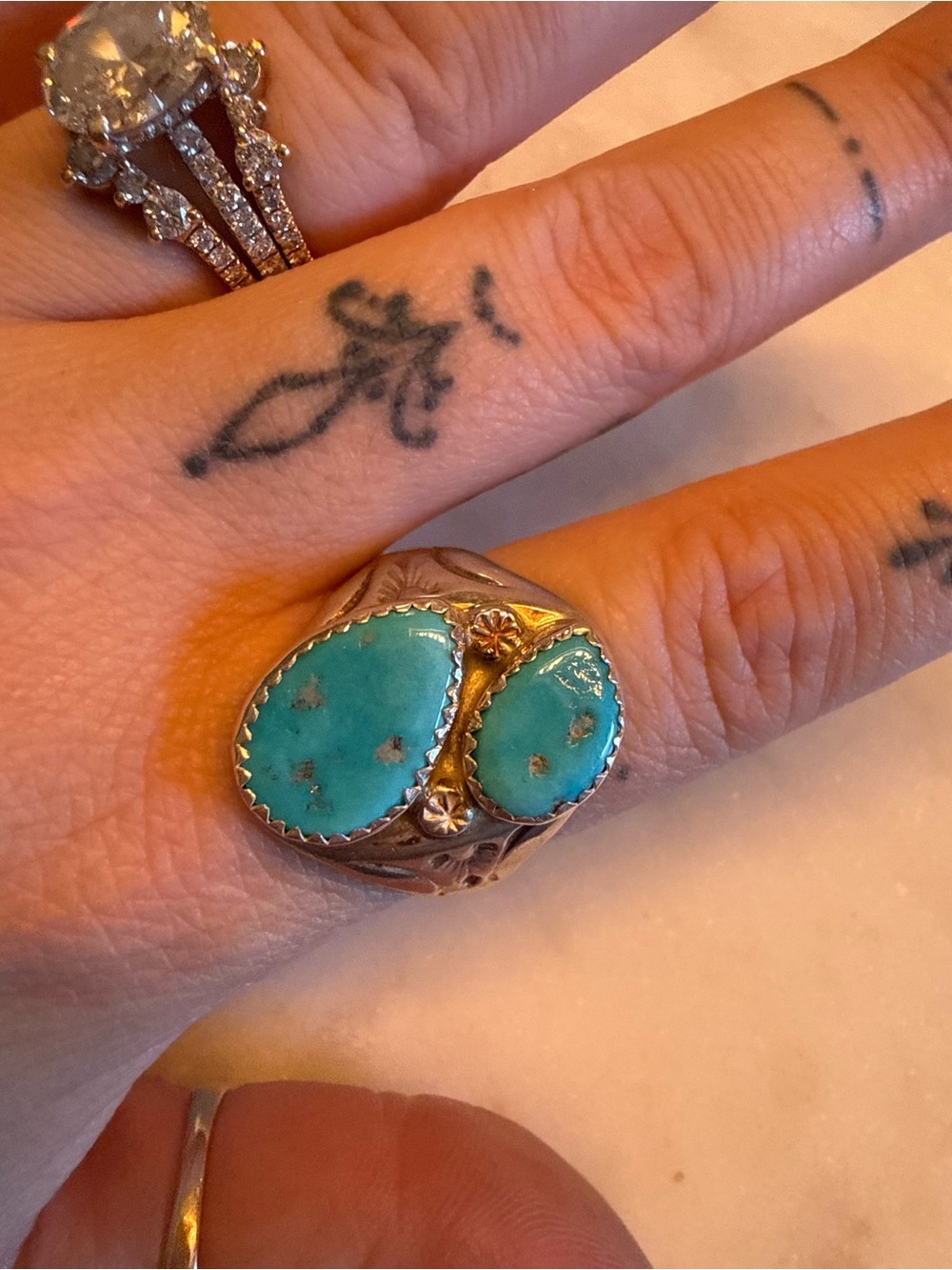 Turquoise Double Sterling Ring